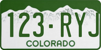CO license plate 123RYJ