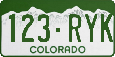 CO license plate 123RYK
