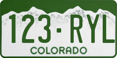 CO license plate 123RYL