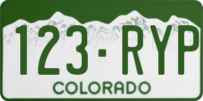 CO license plate 123RYP