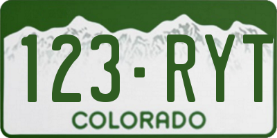 CO license plate 123RYT