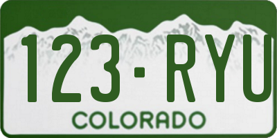 CO license plate 123RYU