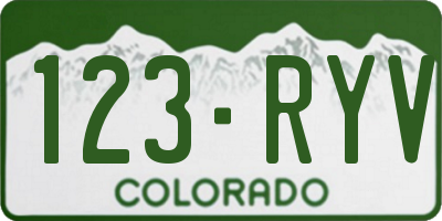 CO license plate 123RYV