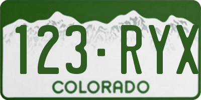 CO license plate 123RYX