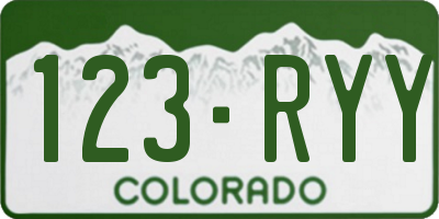 CO license plate 123RYY