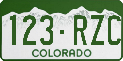 CO license plate 123RZC
