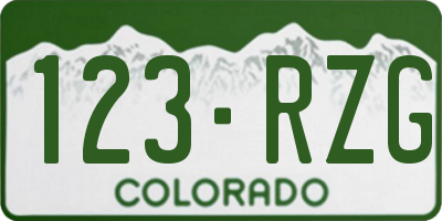 CO license plate 123RZG
