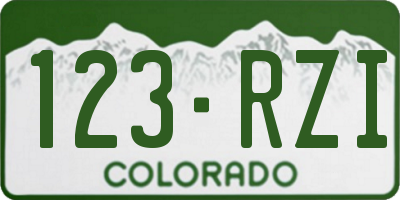 CO license plate 123RZI