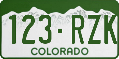 CO license plate 123RZK