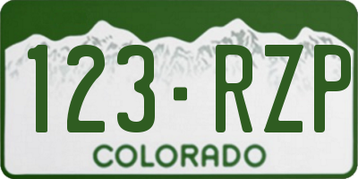CO license plate 123RZP