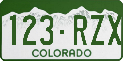 CO license plate 123RZX