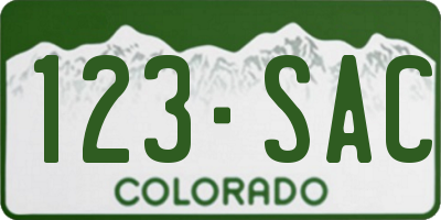 CO license plate 123SAC