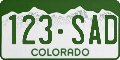 CO license plate 123SAD