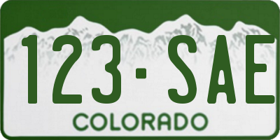 CO license plate 123SAE