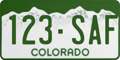 CO license plate 123SAF