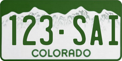CO license plate 123SAI