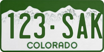 CO license plate 123SAK