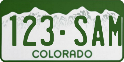 CO license plate 123SAM
