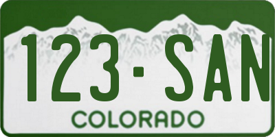 CO license plate 123SAN