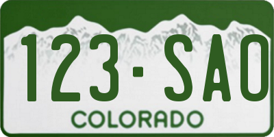 CO license plate 123SAO