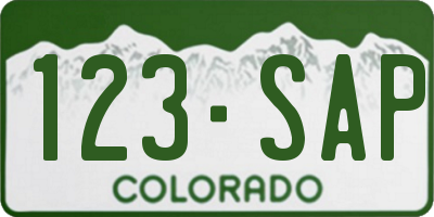 CO license plate 123SAP
