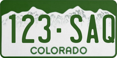 CO license plate 123SAQ