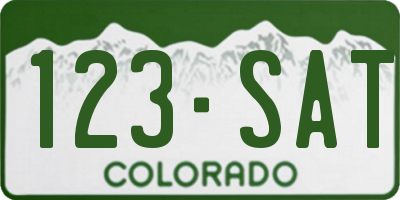 CO license plate 123SAT