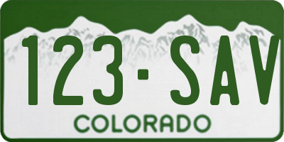 CO license plate 123SAV