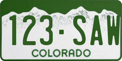 CO license plate 123SAW