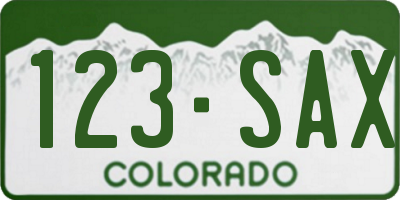 CO license plate 123SAX