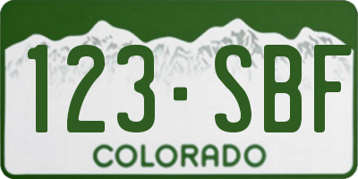 CO license plate 123SBF