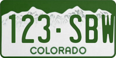 CO license plate 123SBW