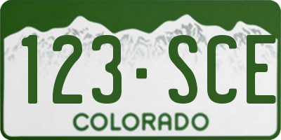 CO license plate 123SCE