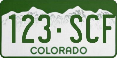 CO license plate 123SCF
