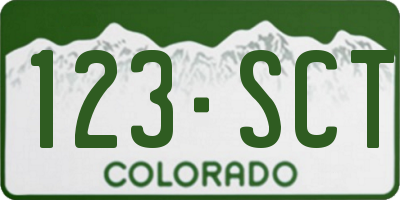CO license plate 123SCT