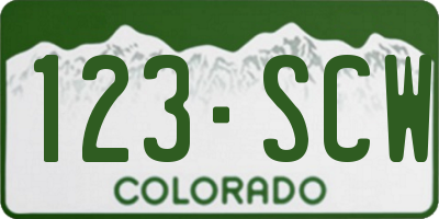 CO license plate 123SCW
