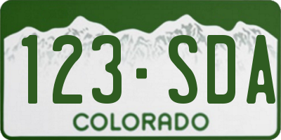 CO license plate 123SDA