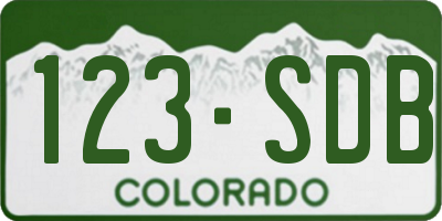 CO license plate 123SDB