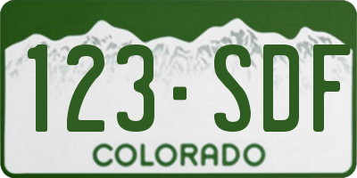 CO license plate 123SDF