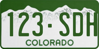 CO license plate 123SDH