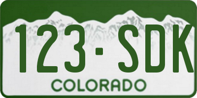 CO license plate 123SDK