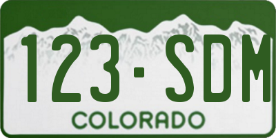 CO license plate 123SDM