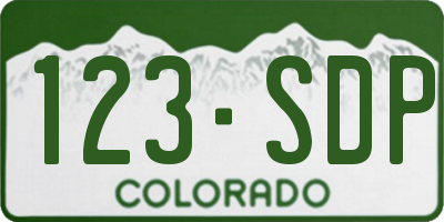CO license plate 123SDP