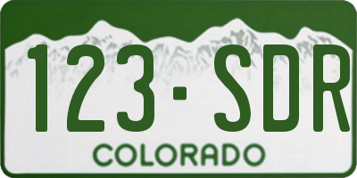 CO license plate 123SDR