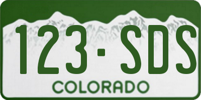 CO license plate 123SDS