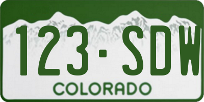 CO license plate 123SDW
