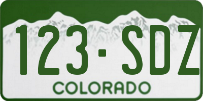 CO license plate 123SDZ