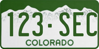 CO license plate 123SEC