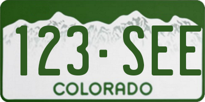 CO license plate 123SEE