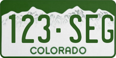 CO license plate 123SEG